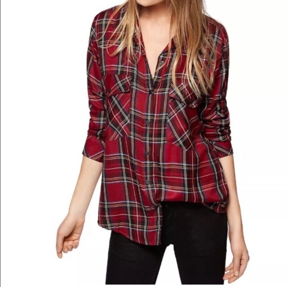 Sanctuary boyfriend shirt in red plaid